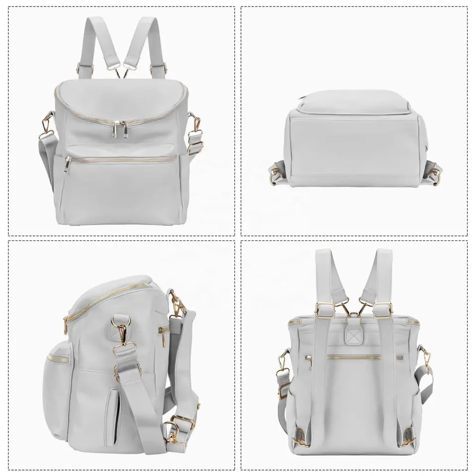 Multi-Way Faux Leather Diaper Bag Set