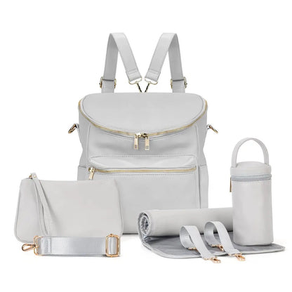 Multi-Way Faux Leather Diaper Bag Set