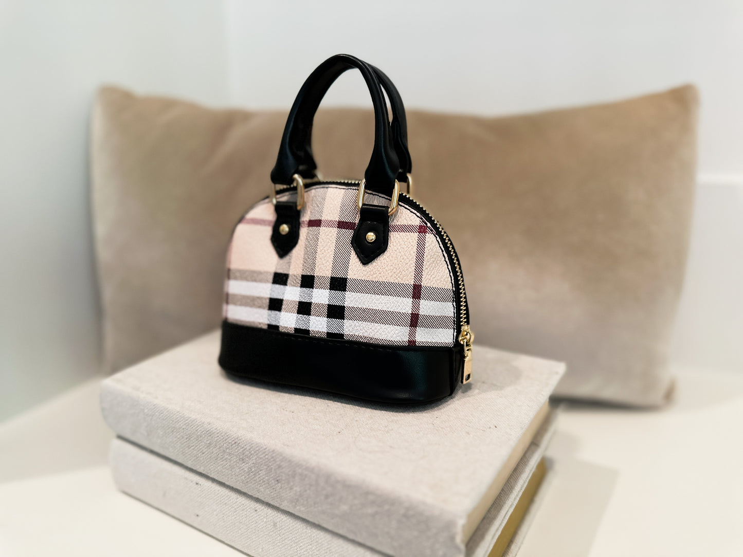 London Plaid Kids Handbag in Black little luxe by Standout Designs