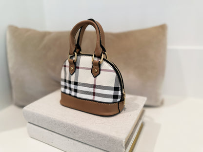 London Plaid Kids Handbag in Tan little luxe by Standout Designs