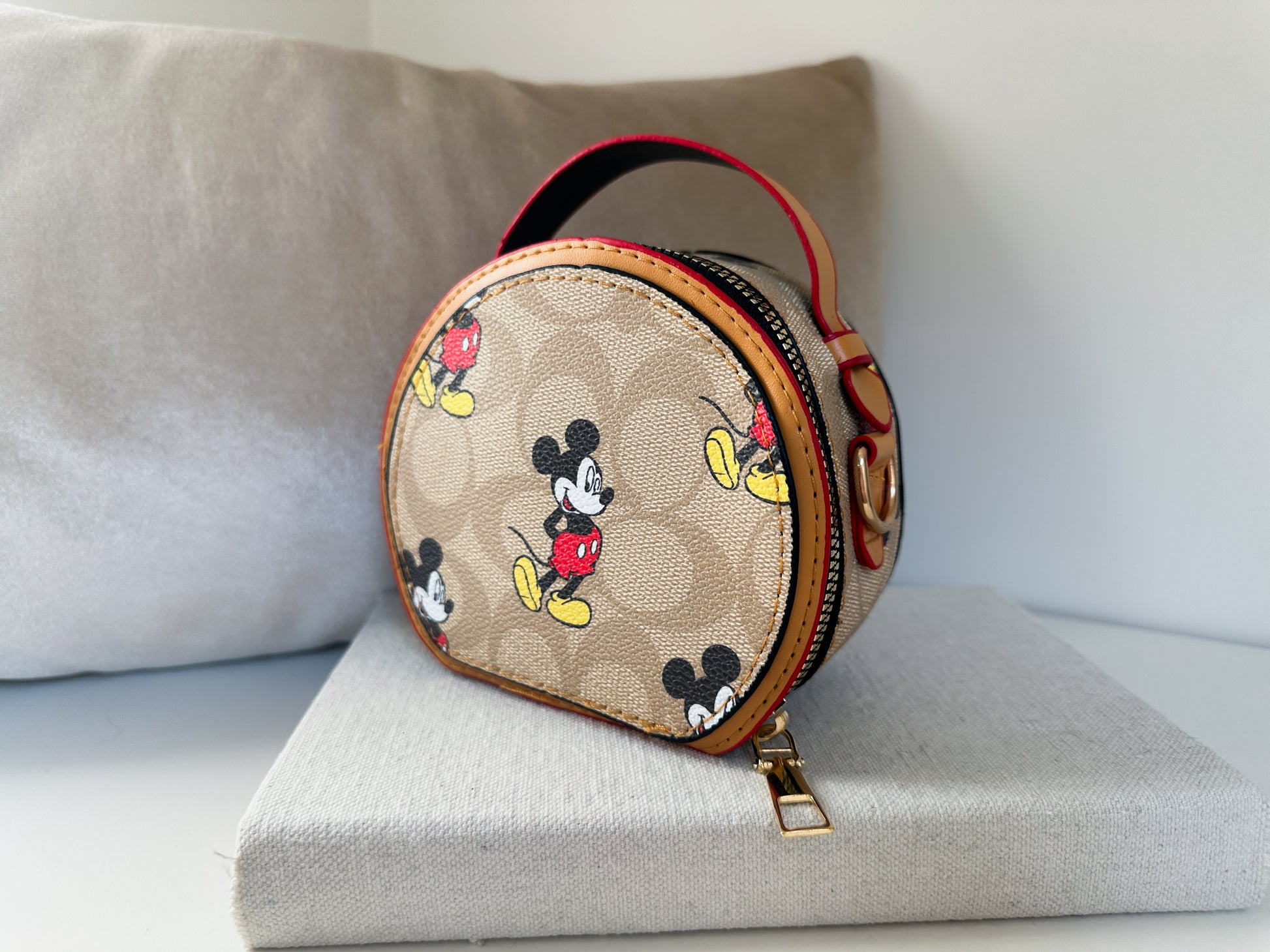 Round mini zippered purse with C print and cartoon graphic | the epcot by little luxe