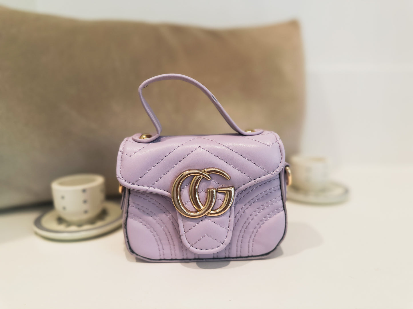 Rome Lilac Quilted Kids Handbag Heart Detail little luxe by Standout Designs