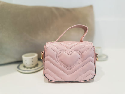 Rome Pink Quilted Kids Handbag Heart Detail little luxe by Standout Designs